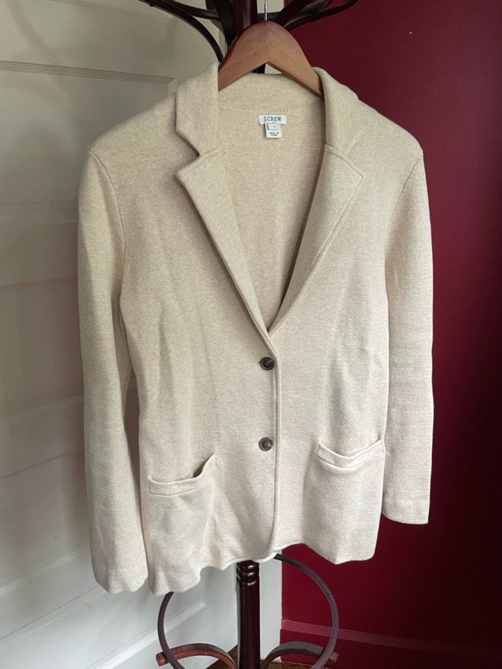 J. Crew Women's Beige Knit Blazer Jacket